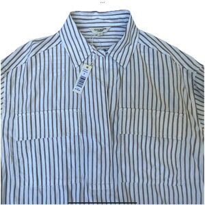 NWT $118 MAX STUDIO Brown Stripe Relaxed Women’s Sz S Woven Top(Great Gift)